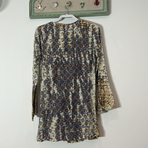 KC CHAUDRY COTTON HAND DYED BOHEMIAN JEWEL PAISLEY PRINT MINI DRESS SMALL Sample - Picture 9 of 9